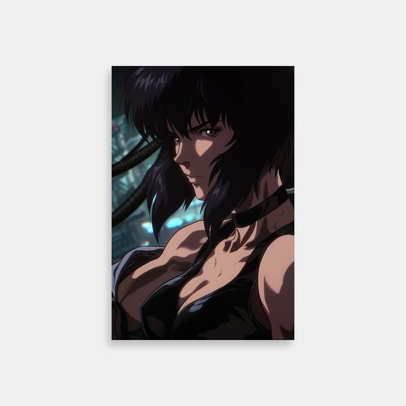 Major Motoko Kusanagi Cyberpunk Art - Black Hair