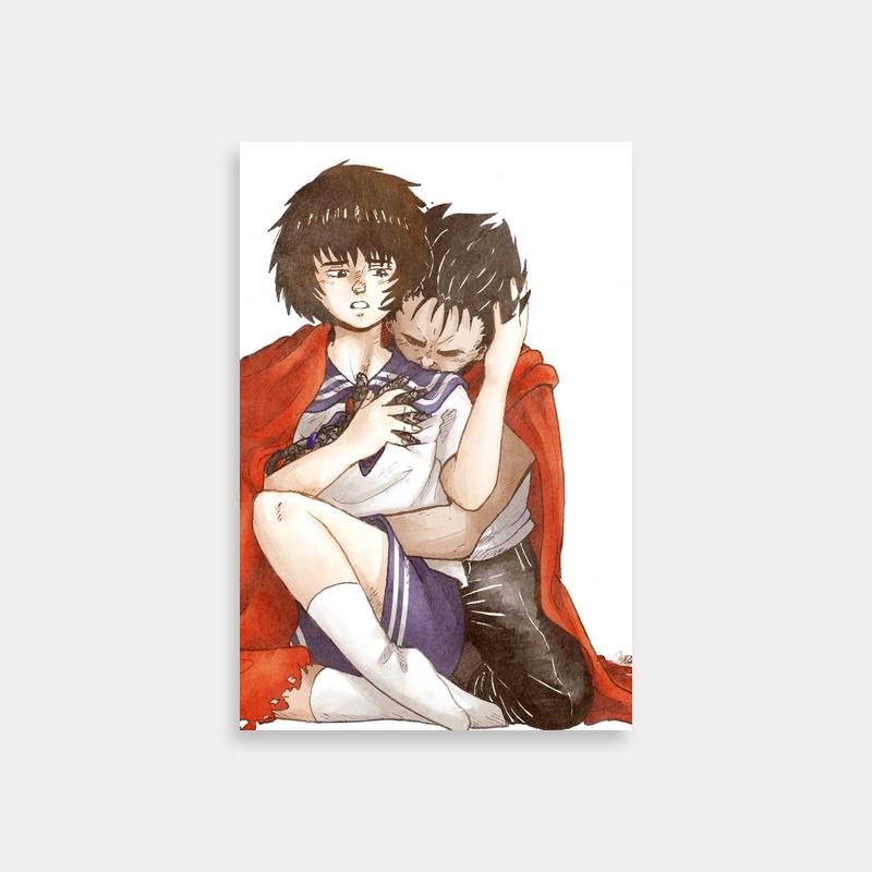 Akira Tetsuo Hugging Scene Poster - Anime Wall Art