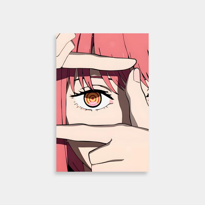 Pink Hair Makima Poster - Hand to Face Pose | Chainsaw Man