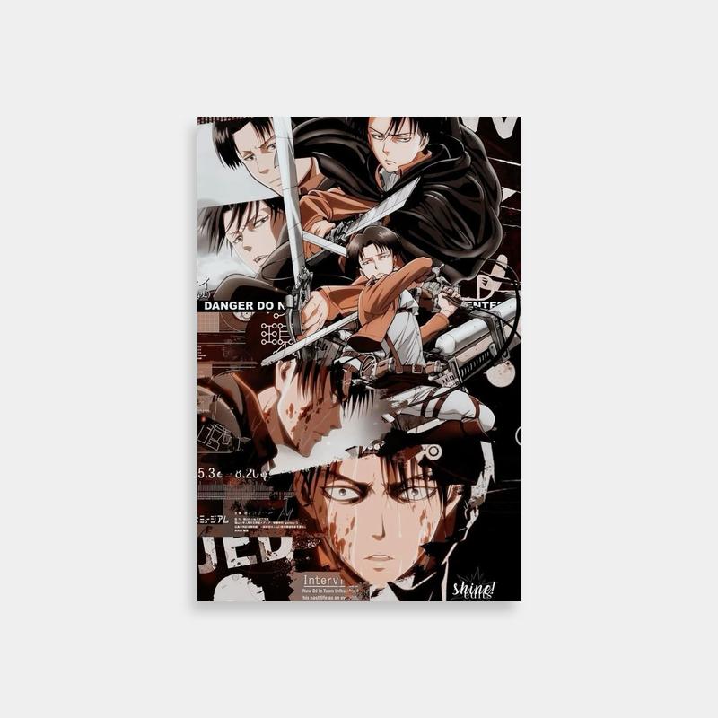 Levi Ackerman Attack on Titan Anime Poster with Swords