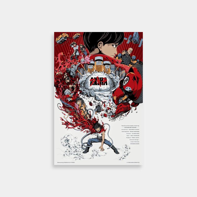 Akira Tetsuo Naruta-Inspired Anime Poster - Red & White Art