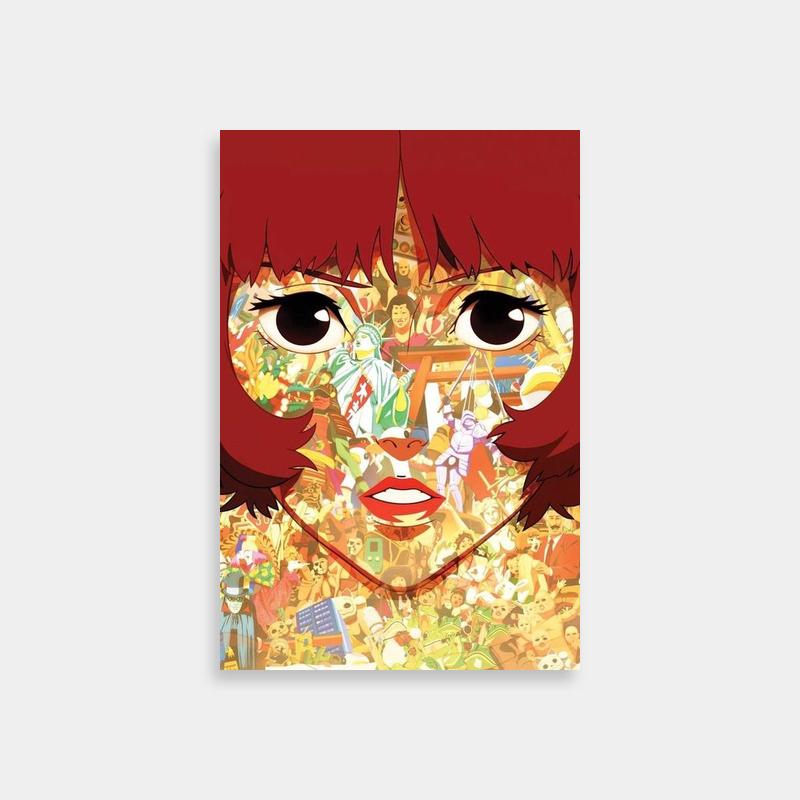 Paprika Anime Poster - Red-Haired Character with Big Eyes & Crowd Scene