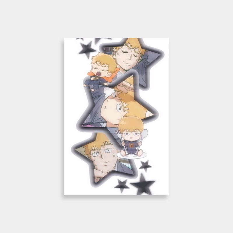 Reigen Arataka Mob Psycho 100 Poster - Anime Character with Stars Art Print