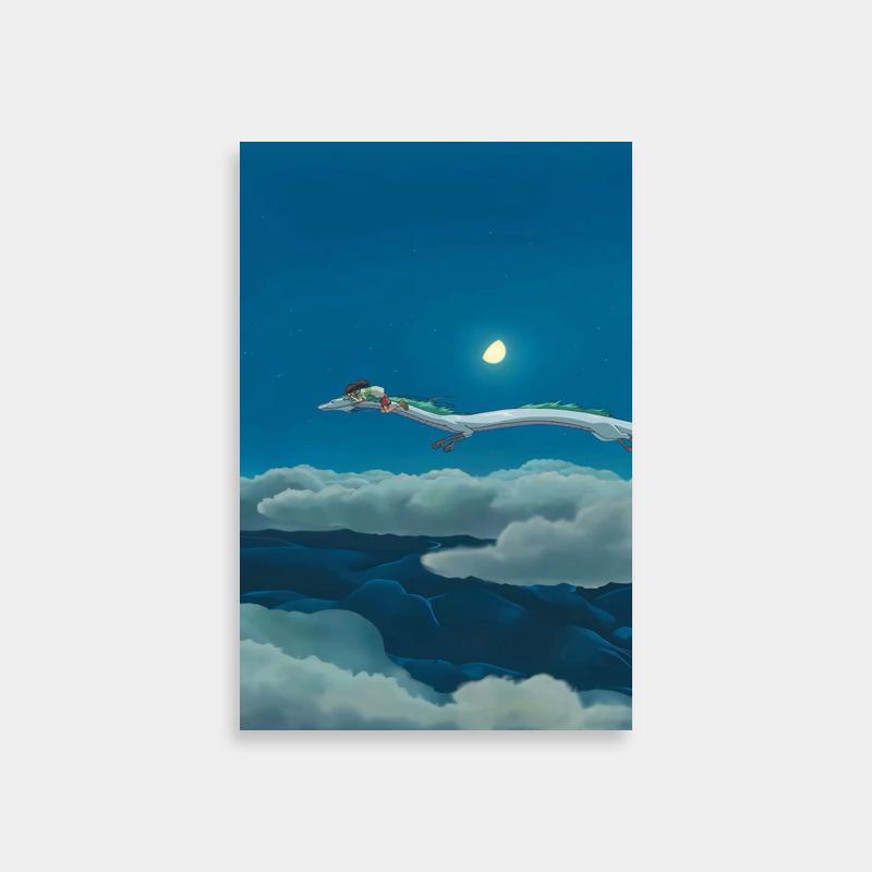 Spirited Away Night Dragon Flight Poster - Haku Wall Art