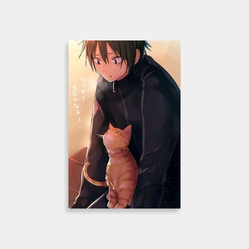 Yamaguchi Tadashi Haikyuu Anime Poster with Cat