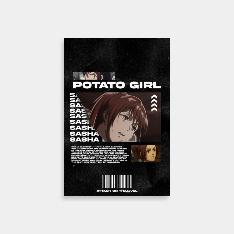Sasha Braus Attack on Titan Wall Art - Anime Character Portrait