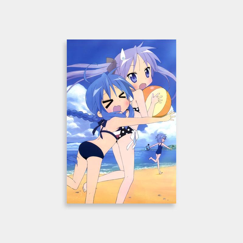 Lucky Star Beach Scene Poster - Kagami Hiiragi & Friends
