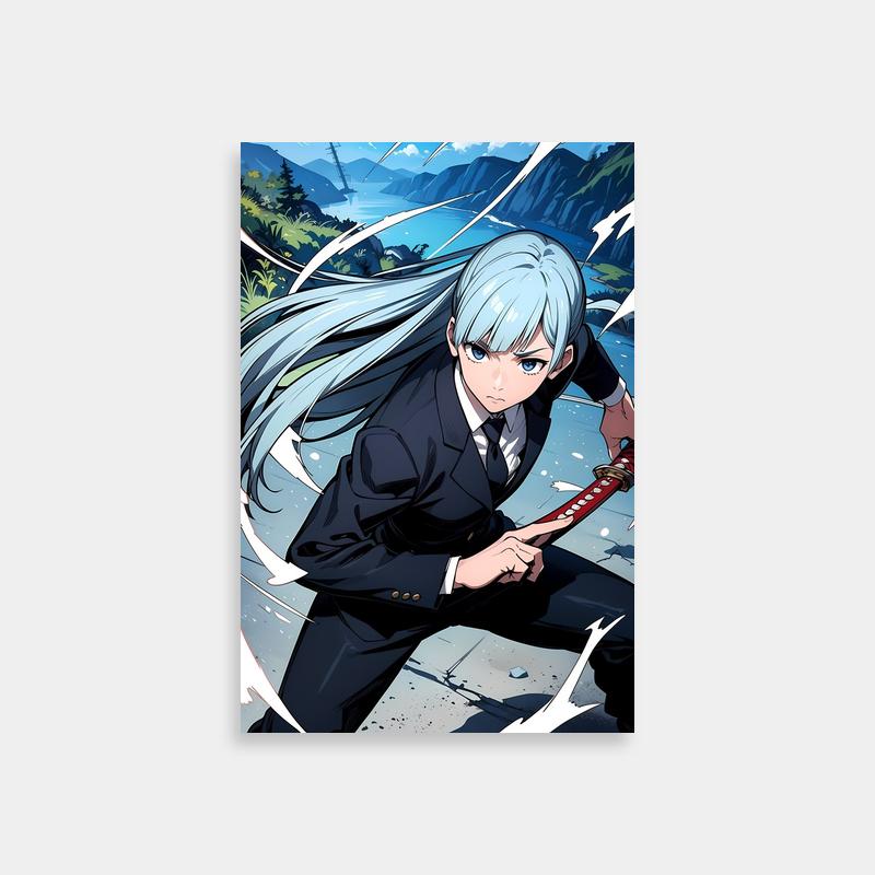 Kasumi Miwa Jujutsu Kaisen Poster - White-Haired Character with Knife