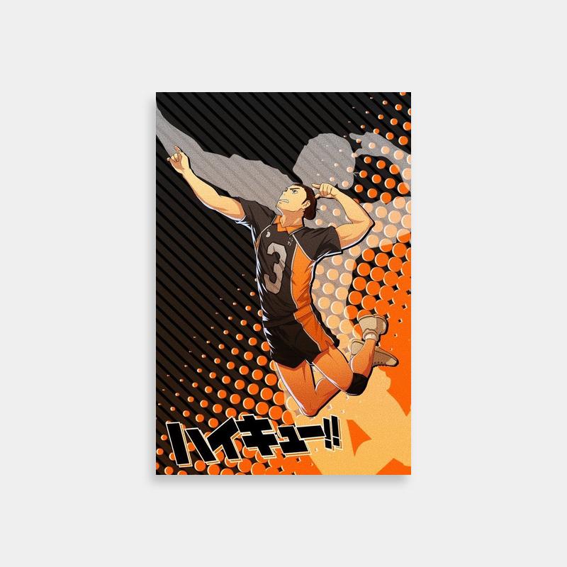 Asahi Azumane Haikyuu Poster - Jumping in the Air Anime Art