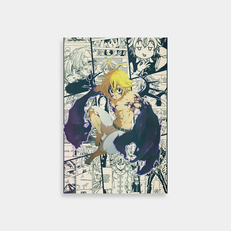 Meliodas Seven Deadly Sins Wall Art - Blonde Anime Character on Comic Pages