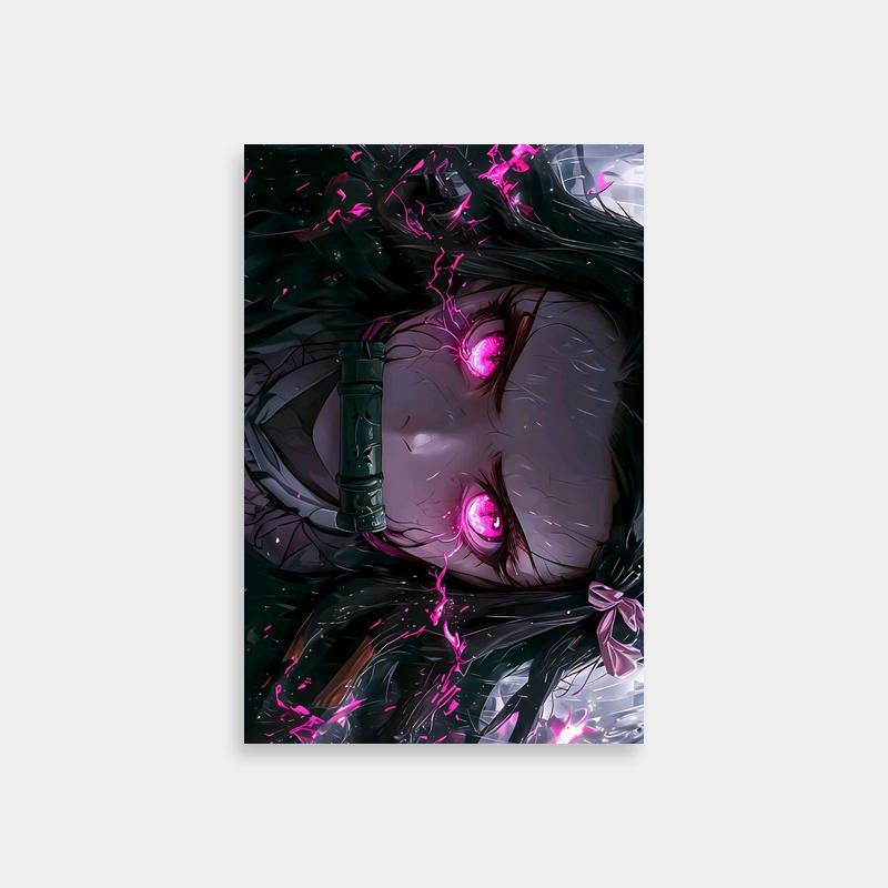 Nezuko Kamado Demon Slayer Poster - Pink Eyes & Floral Scene