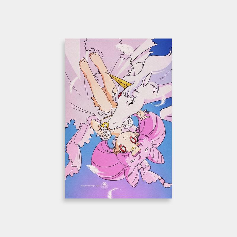 Chibiusa & Pegasus Anime Poster - Sailor Moon Wall Art