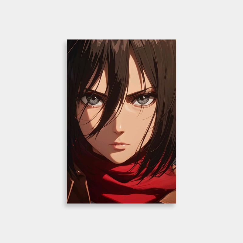 Mikasa Ackerman Attack on Titan Wall Art - Red Shawl Portrait