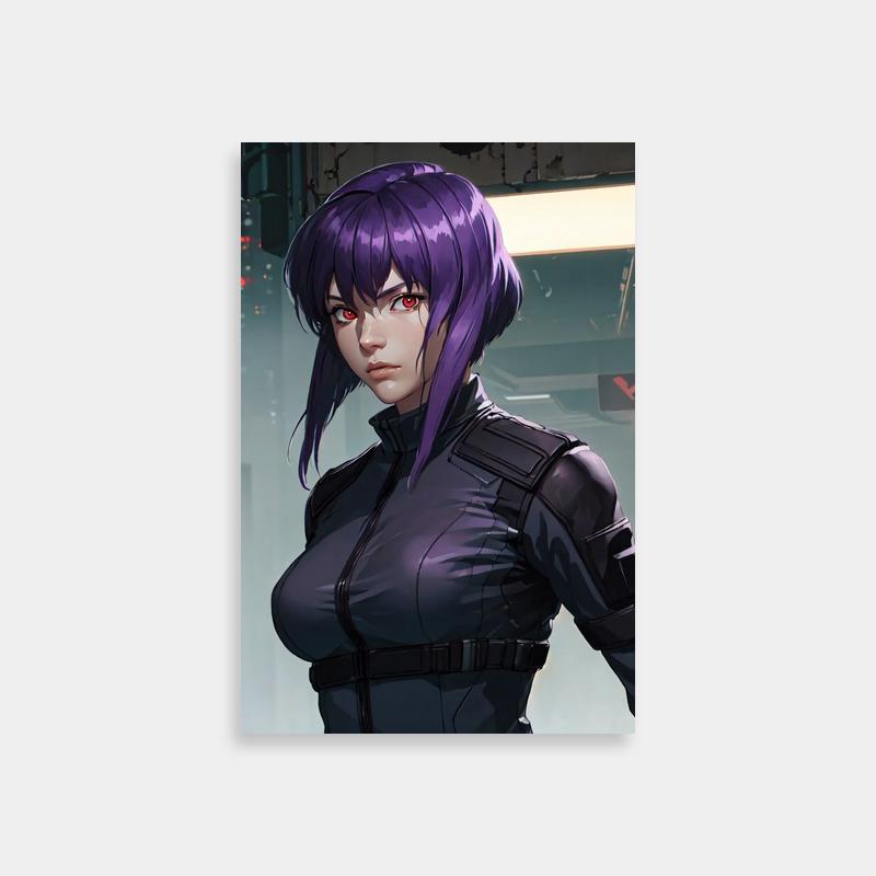 Major Motoko Kusanagi Purple Hair Red Eyes Poster - Ghost in the Shell