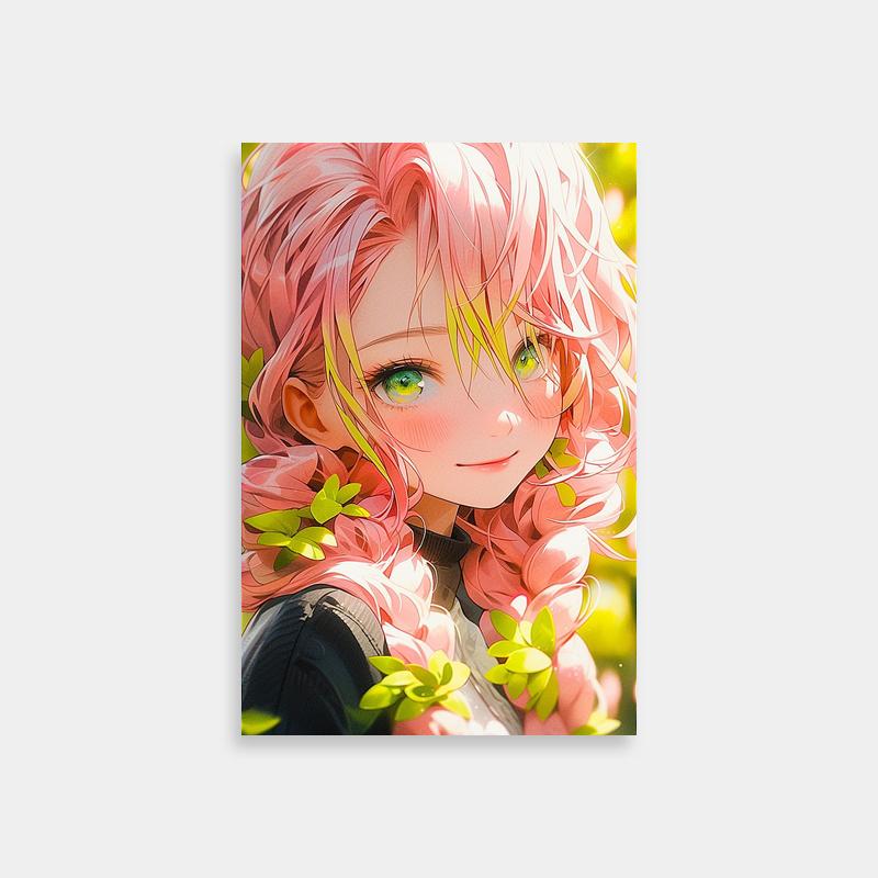 Mitsuri Kanroji Standing Among Leaves - Demon Slayer Wall Art