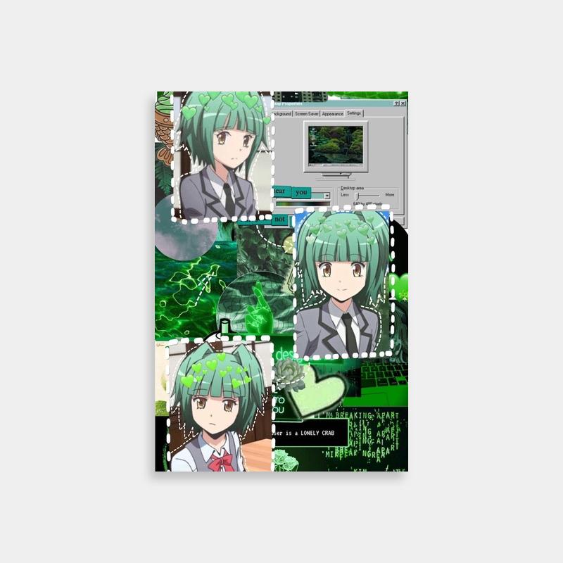 Kaede Kayano Anime Collage Poster - Green Hair Character