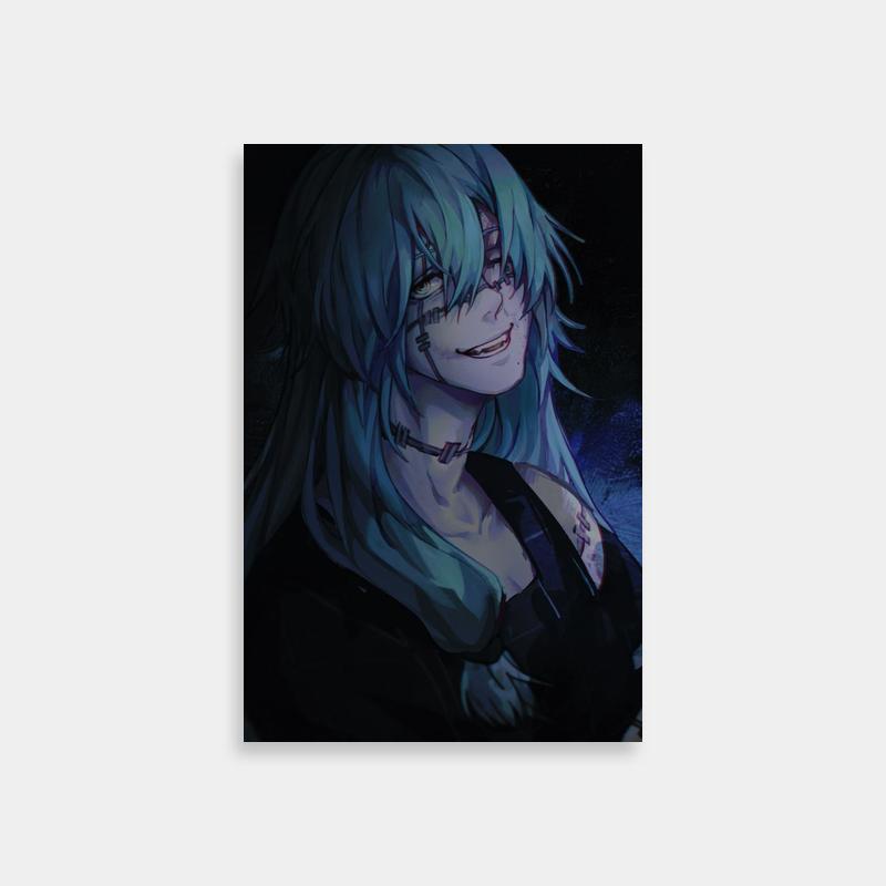 Mahito Jujutsu Kaisen Anime Poster - Blue Haired Character with Piercings