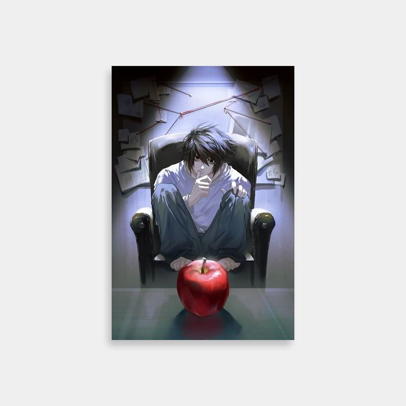 L Lawliet Death Note Poster - Character Sitting with Apple