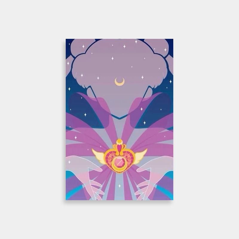 Dreamy Sailor Moon Poster - Pink & Purple Background with Stars & Hearts