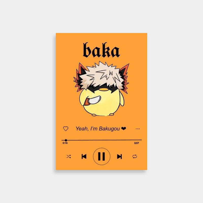 Katsuki Bakugo My Hero Academia Print - Orange Background with Baka Text