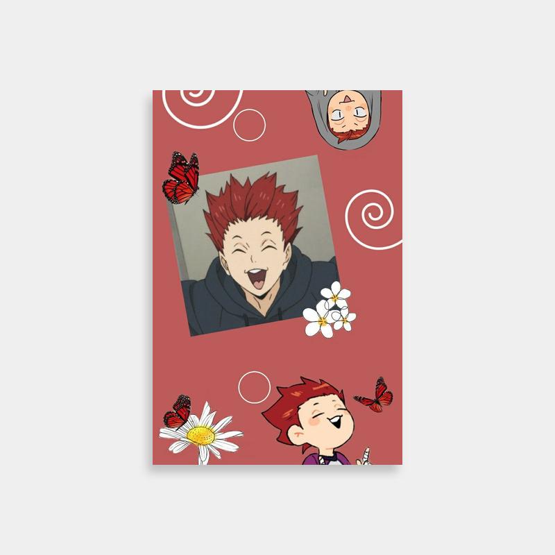 Tendou Satori Haikyuu Wall Art - Red Hair Anime Character with Butterflies