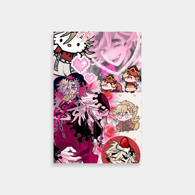 Doma Demon Slayer Poster - Anime Characters with Pink Floral Background