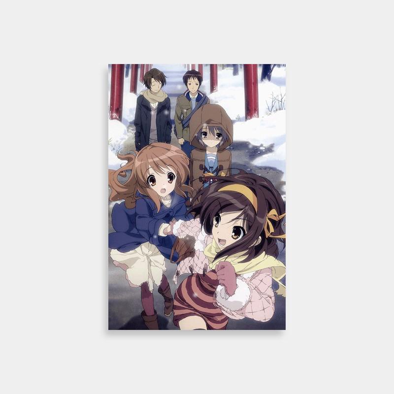 Haruhi Suzumiya Anime Winter Scene Poster - Snowy Group Art