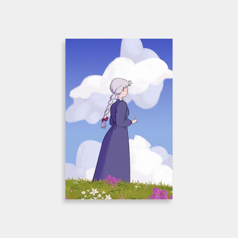 Sophie Hatter Howl's Moving Castle Poster - Green Field Landscape