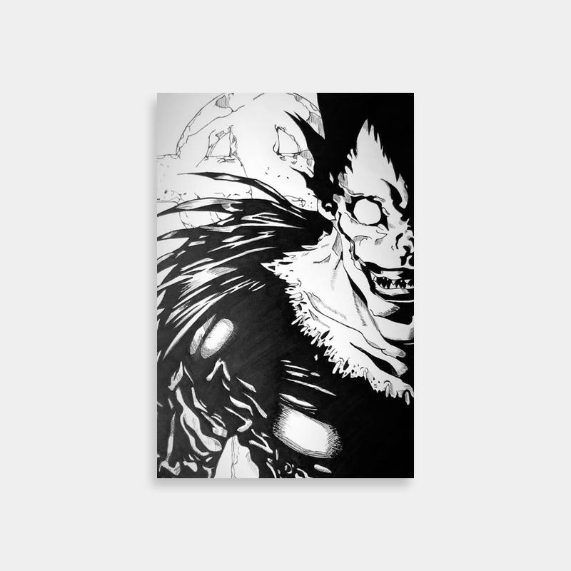 Ryuk Death Note Black & White Demon Drawing Poster