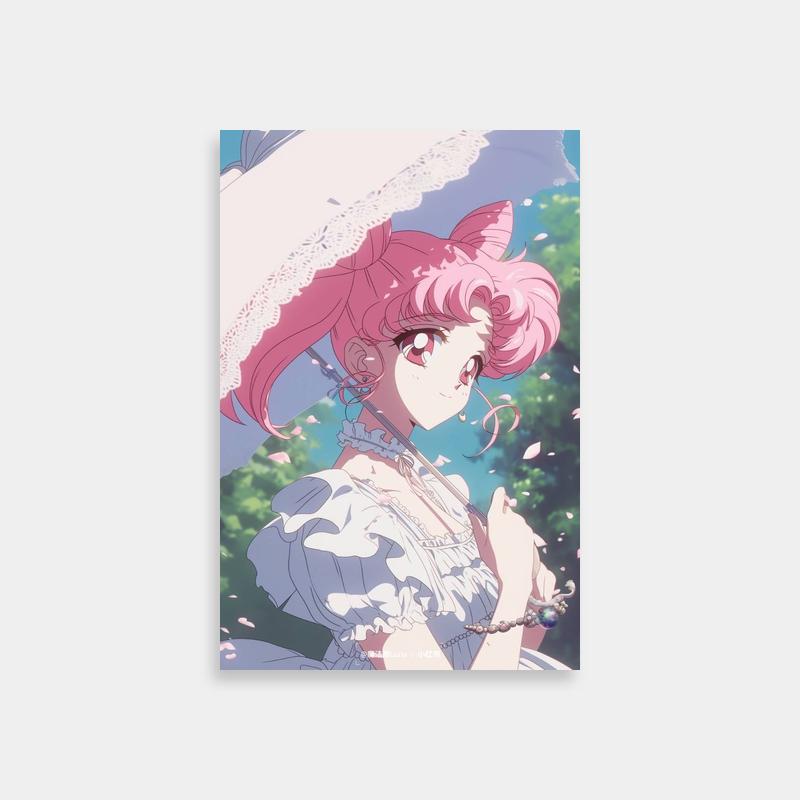 Chibiusa Sailor Moon Poster - Pink Hair Umbrella Anime