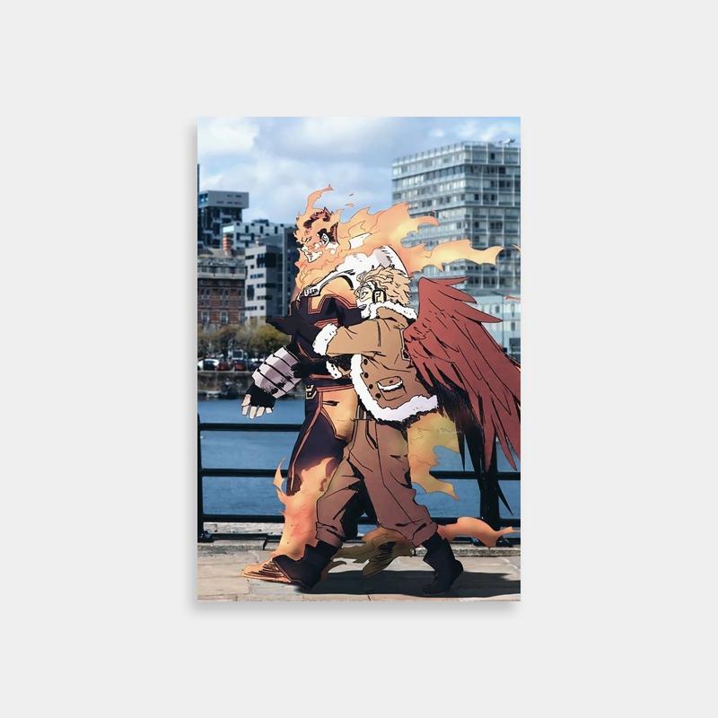 Endeavor My Hero Academia Angel & Demon Statue Poster