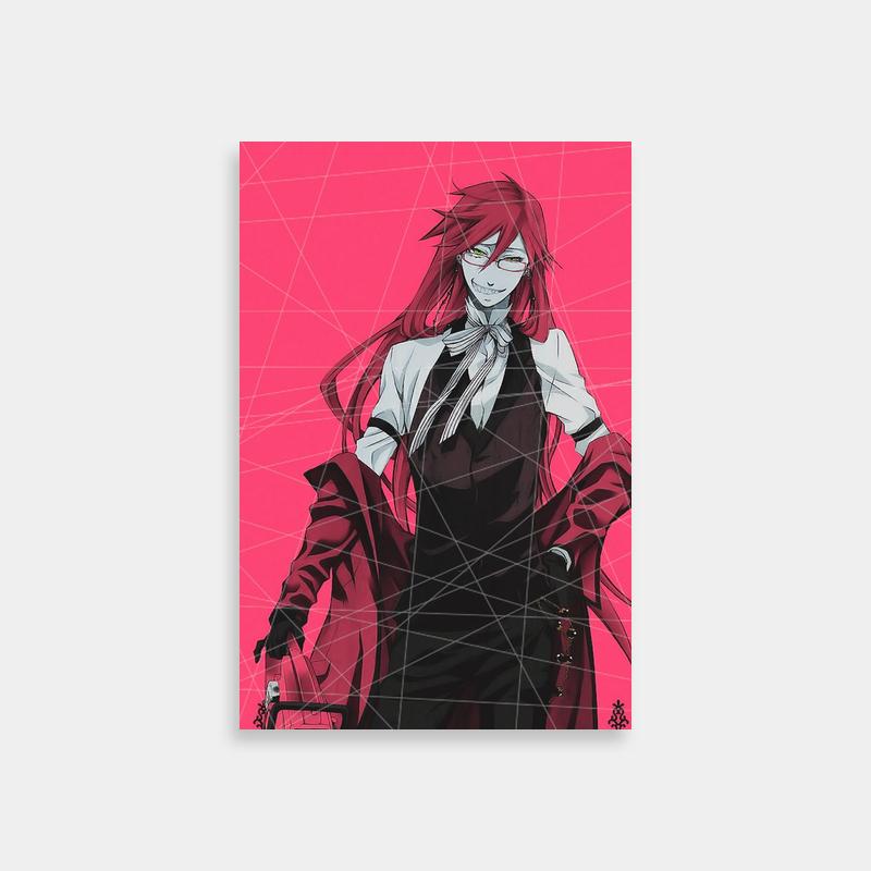 Grell Sutcliff Black Butler Anime Poster - Red Hair & Knife Art
