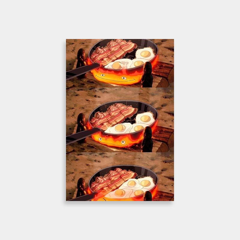 Howl's Moving Castle Food Art - Calcifer Bacon & Eggs Poster