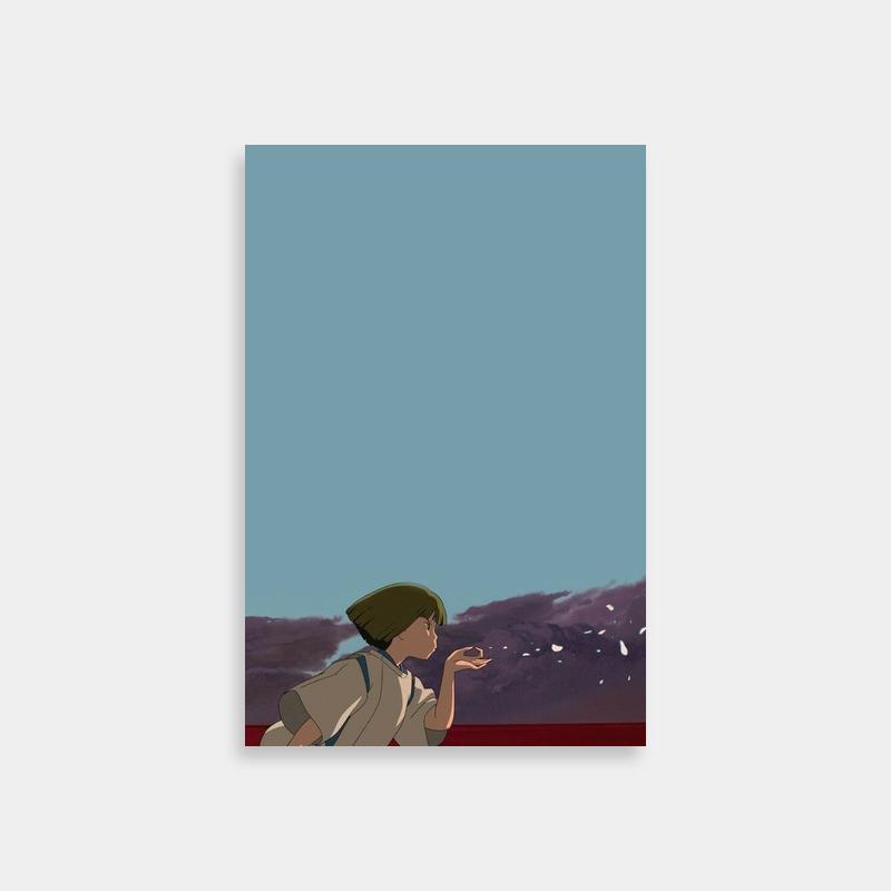 Haku & Red Fence Spirited Away Poster - Birds Flying in Sky