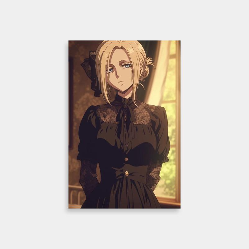 Annie Leonhart Attack on Titan Poster - Elegant Black Dress Art