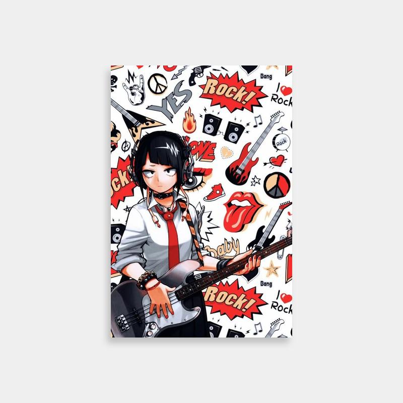 Kyoka Jiro My Hero Academia Poster - Heads & Guitar in Front of Sticker Wall
