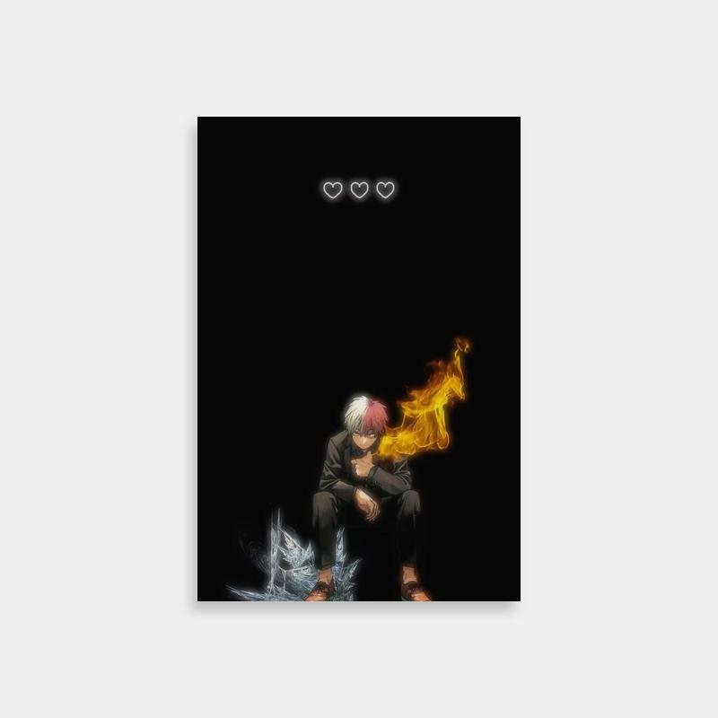 Shoto Todoroki My Hero Academia Dramatic Poster - Hearts & Fire