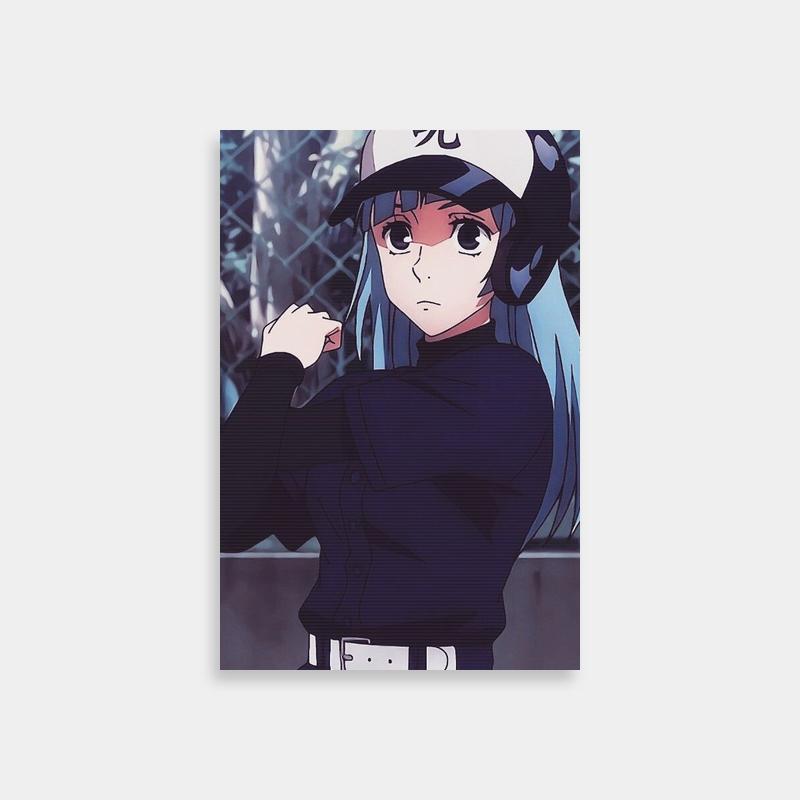 Kasumi Miwa Jujutsu Kaisen Poster - Blue Hair & Baseball Cap