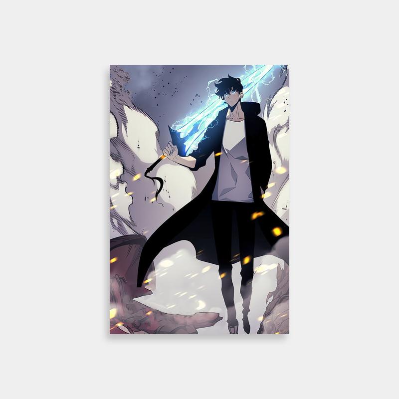 Jin-Hoo Yoo Solo Leveling Poster - Lightning Coat Anime Character