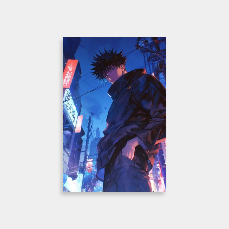 Megumi Fushiguro Jujutsu Kaisen Neon City Poster
