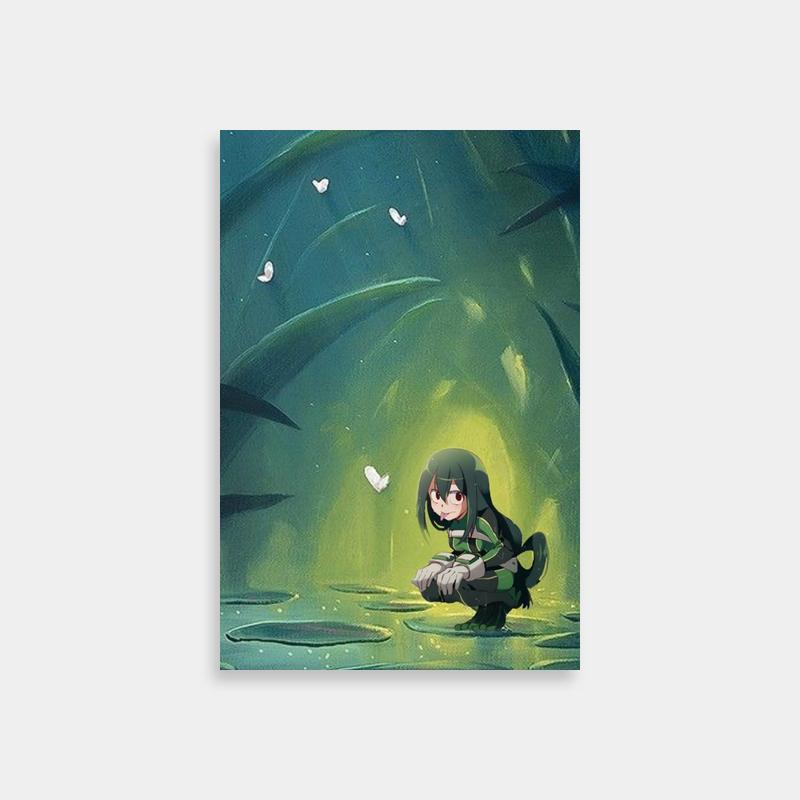 Tsuyu Asui Sitting in Water Anime Poster - Surrounded by Fish