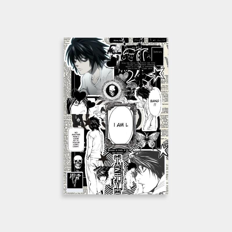 L Lawliet Anime Character Black & White Poster - Death Note Art