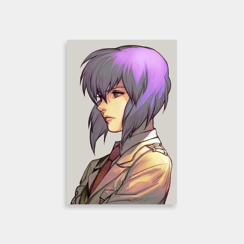 Major Motoko Kusanagi Ghost in the Shell Anime Poster - Purple Hair Art Print
