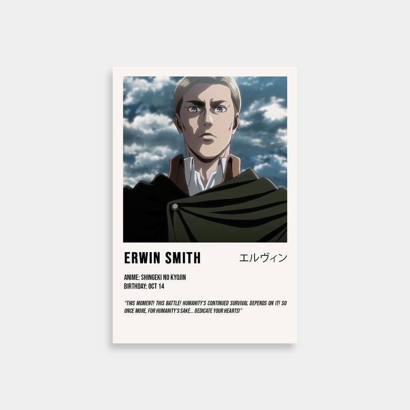 Erwin Smith Attack on Titan Anime Poster - White-Haired Character
