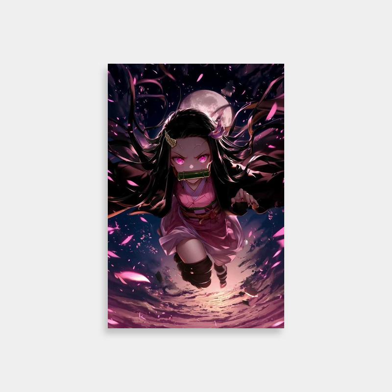Nezuko Kamado Floating Poster - Glowing Pink Eyes