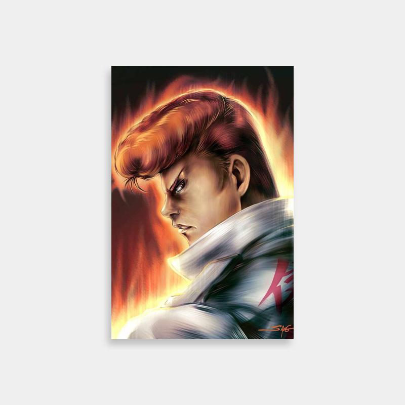 Kazuma Kuwabara Yu Yu Hakusho Wall Art - Fiery Anime Character Portrait