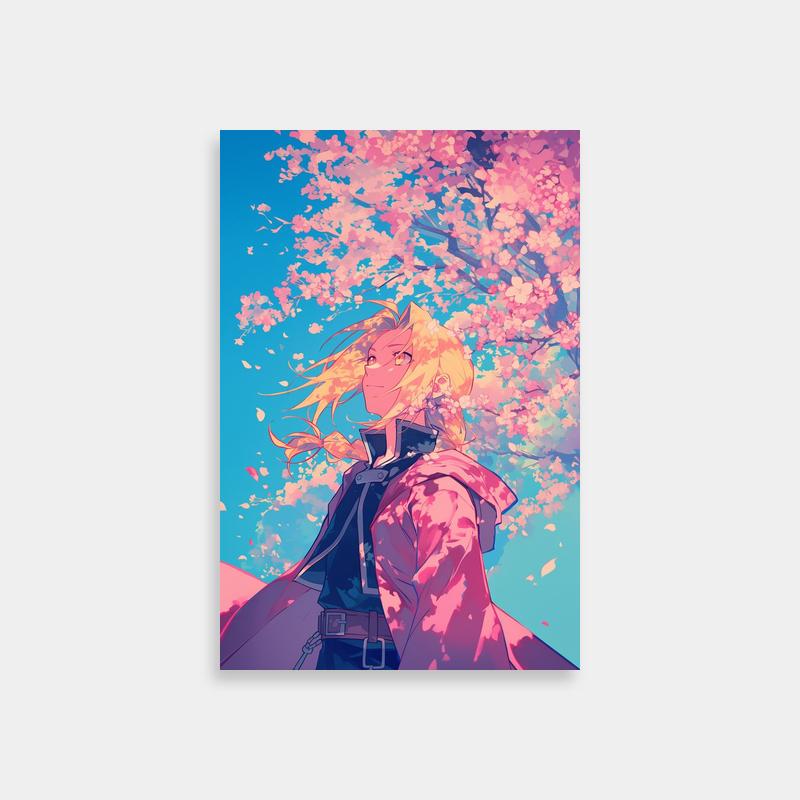 Edward Elric Fullmetal Alchemist Anime Cherry Blossom Poster
