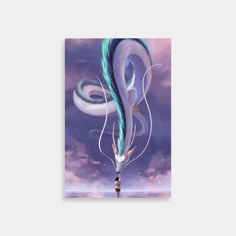 Spirited Away Haku White Dragon with Blue Hair Poster