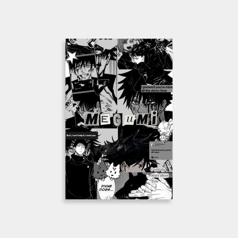 Megumi Fushiguro Jujutsu Kaisen Black & White Poster - Unique Anime Art