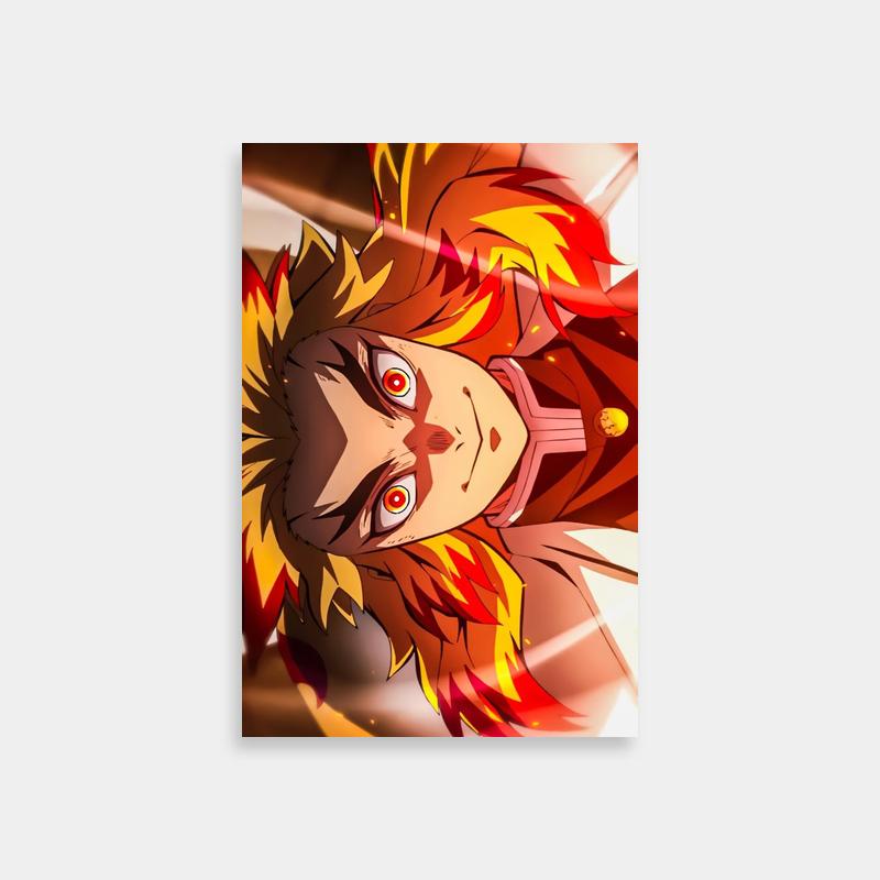 Rengoku Kyojuro Demon Slayer Poster - Anime Character with Fiery Red Hair